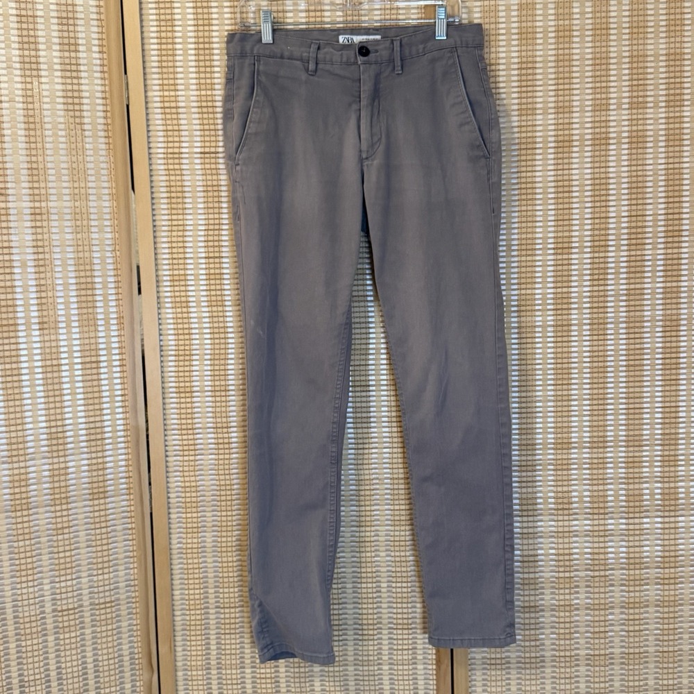 Zara‎ Womens 31 Chino Pants Light Brown Slim Fit Streetwear Western Bohemian